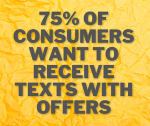 75% of Consumers want to receive texts with offers